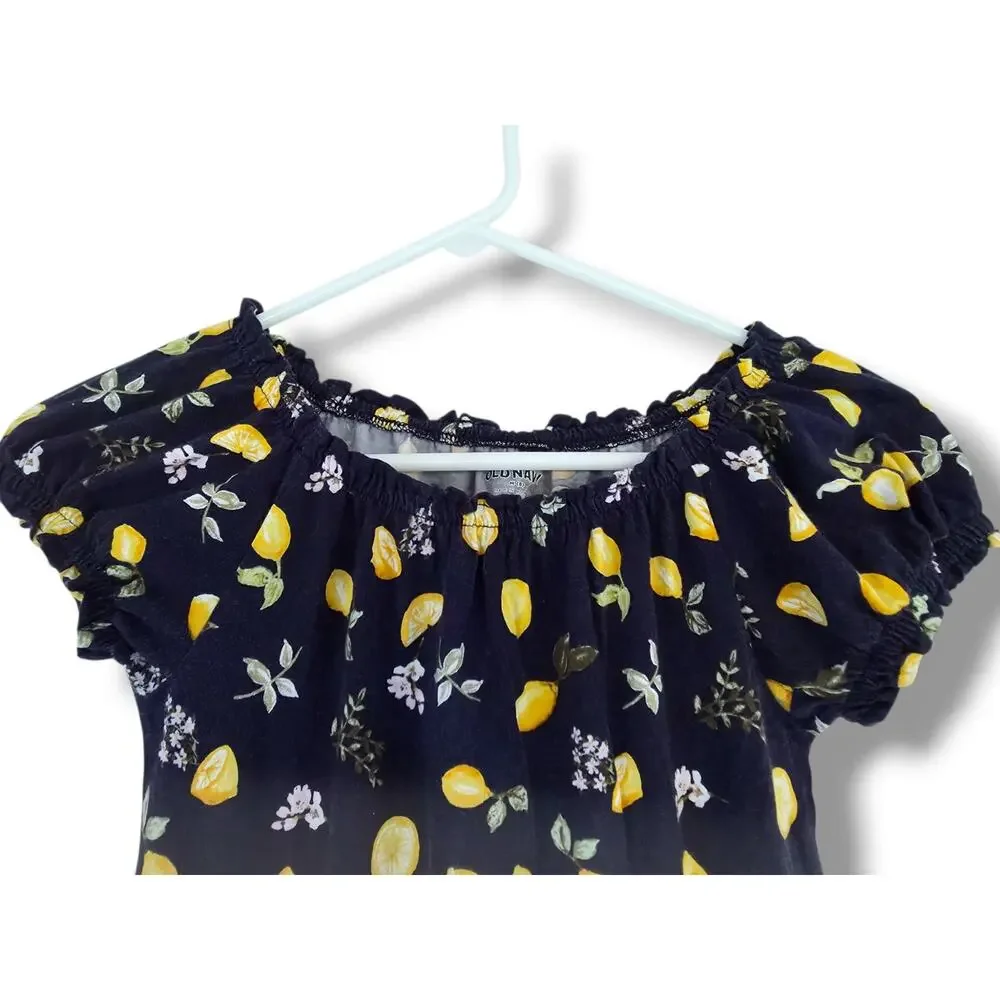 Old Navy Girls 8 Lemon Puff Sleeve Shorts Romper 100% Cotton